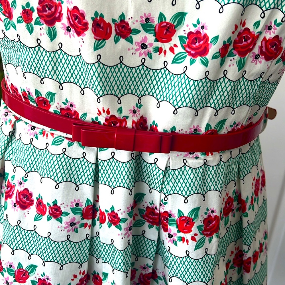 Joanie Clothing Red Rose Teal Dress - Picture 3 of 6